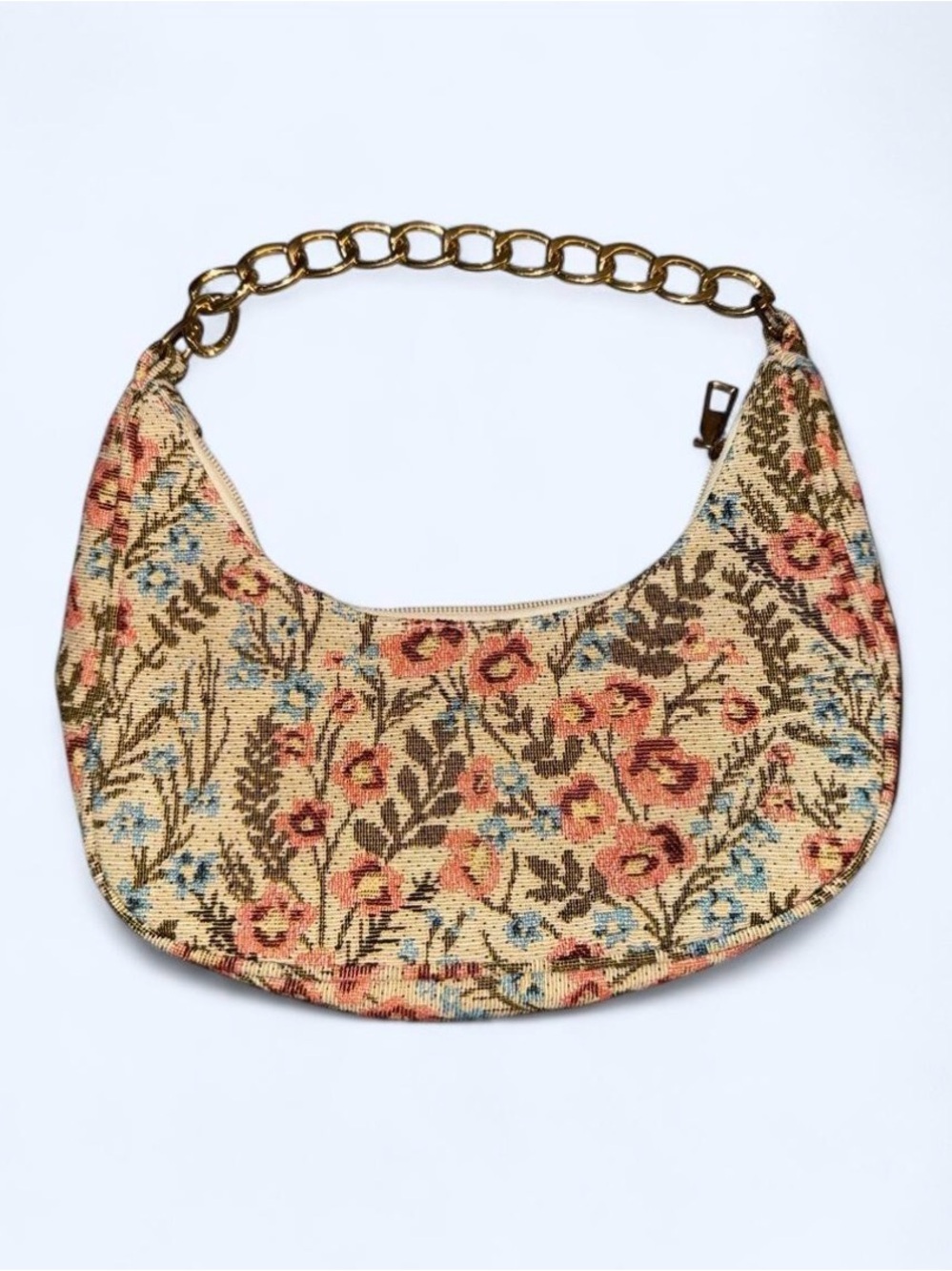 Floral Shoulder Bag with Gold Chain